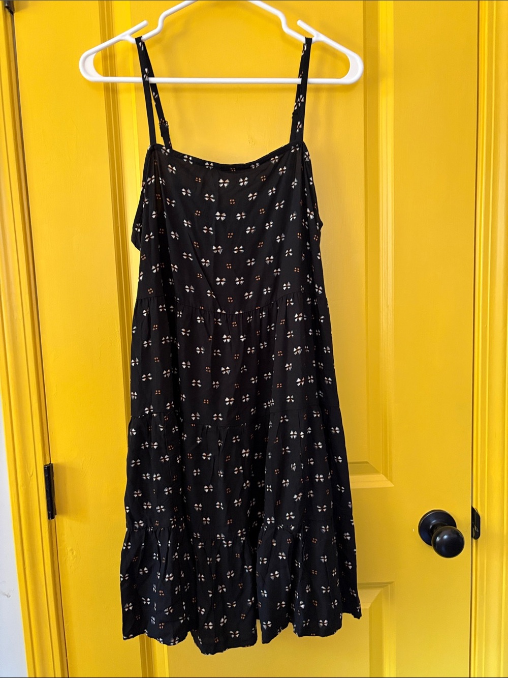 Old Navy Black Mini Dress with White Dot Floral Print